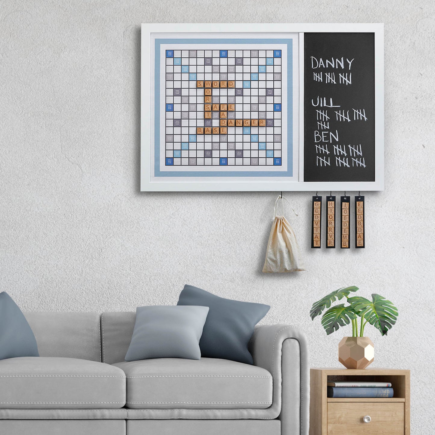 Magnetic Wall Scrabble Game - Beach Wood Design