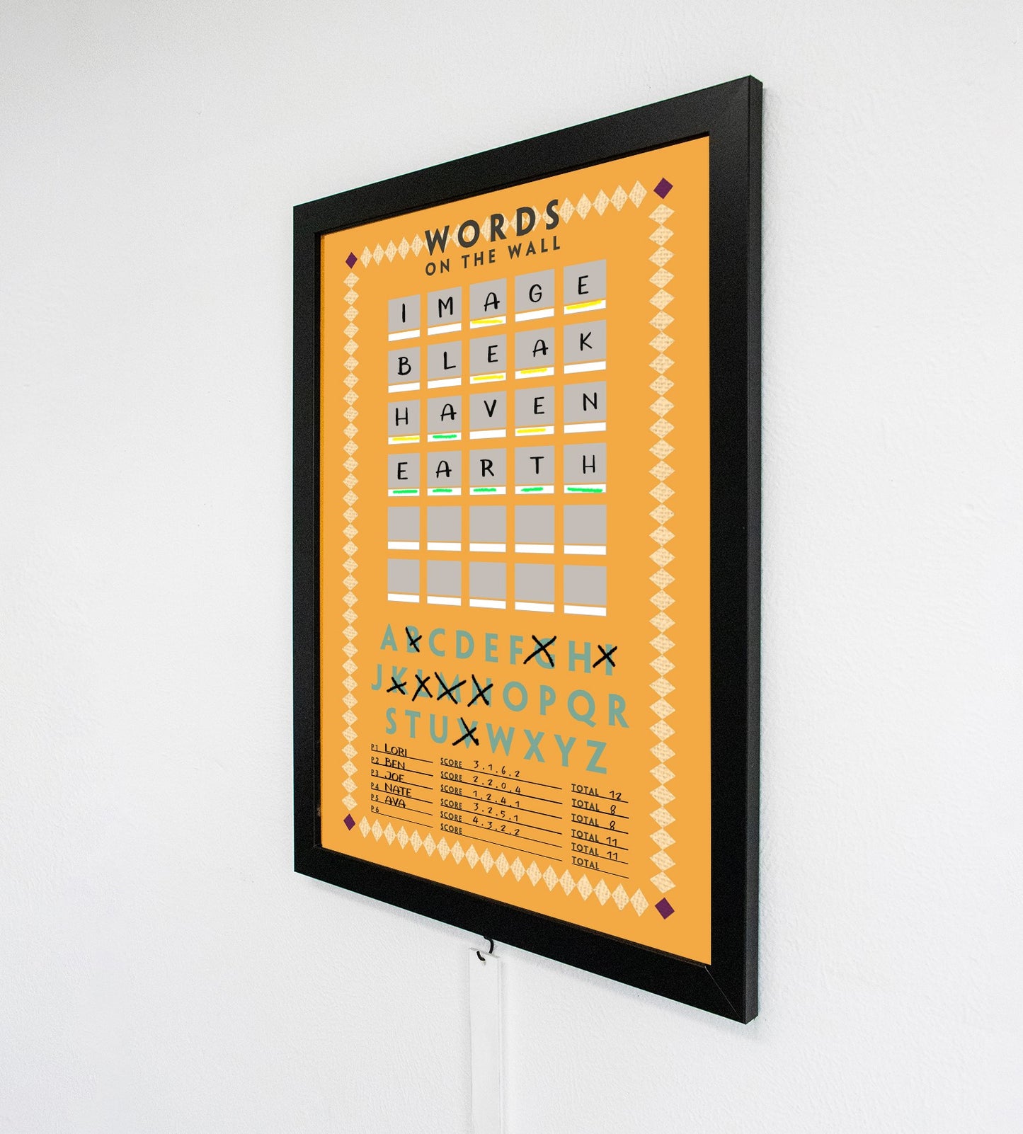 Words on the Wall - Game Room Wall Decor - Playable Family Game - Retro Design