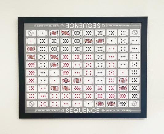 Sequence Board Game - Wall hung, hand framed, playable, game room decor