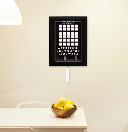 Words on the Wall - Game Room Wall Decor - Playable Family Game - Black & White