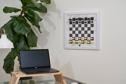 Magnetic Chess Boards - Wall Mounted & Hand Framed - WHITE & White Frame