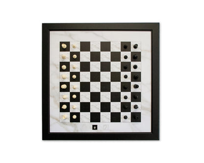 Magnetic Chess Boards - Wall Mounted & Hand Framed - WHITE & BLACK - Black Frame