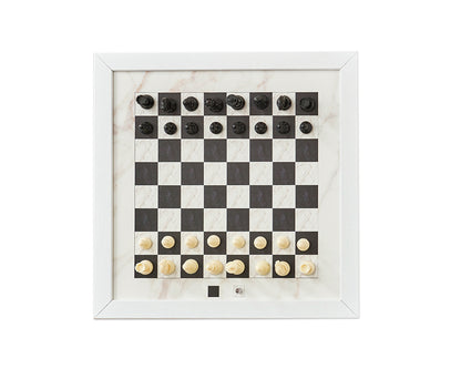 Magnetic Chess Boards - Wall Mounted & Hand Framed - WHITE & White Frame