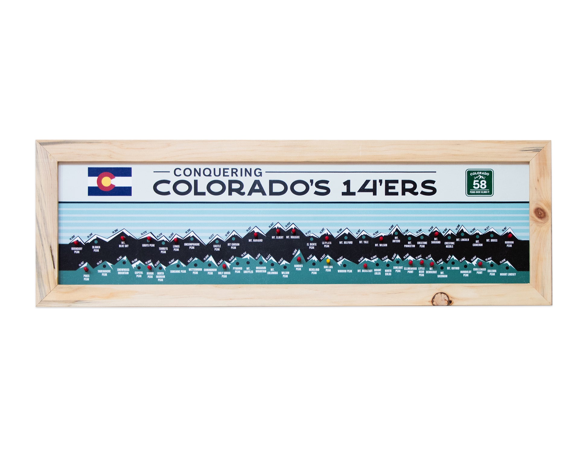 Colorado 14ers Bucket List Achievement Art Free Shipping