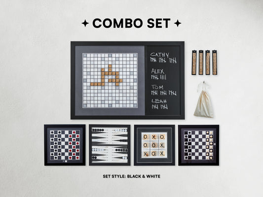 Combo Set of Games & Scrabble - BLACK & WHITE