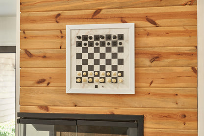 Magnetic Chess Boards - Wall Mounted & Hand Framed - WHITE & White Frame