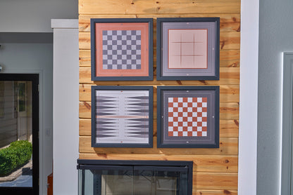 Board Game Wall Decor - 4 pack Magnetic Canvas Games - MODERN - Chess,  Backgammon, Checkers, Tic Tac Toe