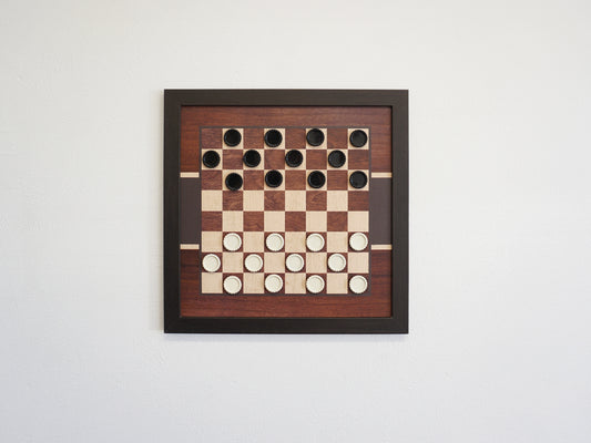 Magnetic Wall Mounted Checkers - Dark Wood
