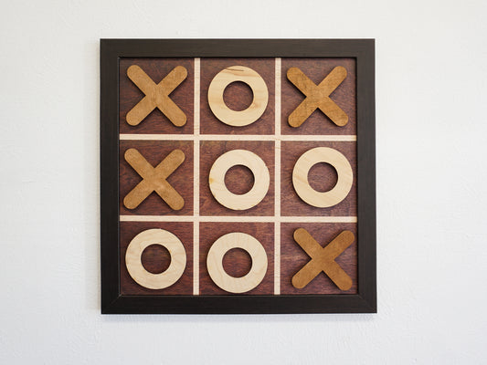 Magnetic Wall Hanging Tic Tac Toe Game - Dark Wood