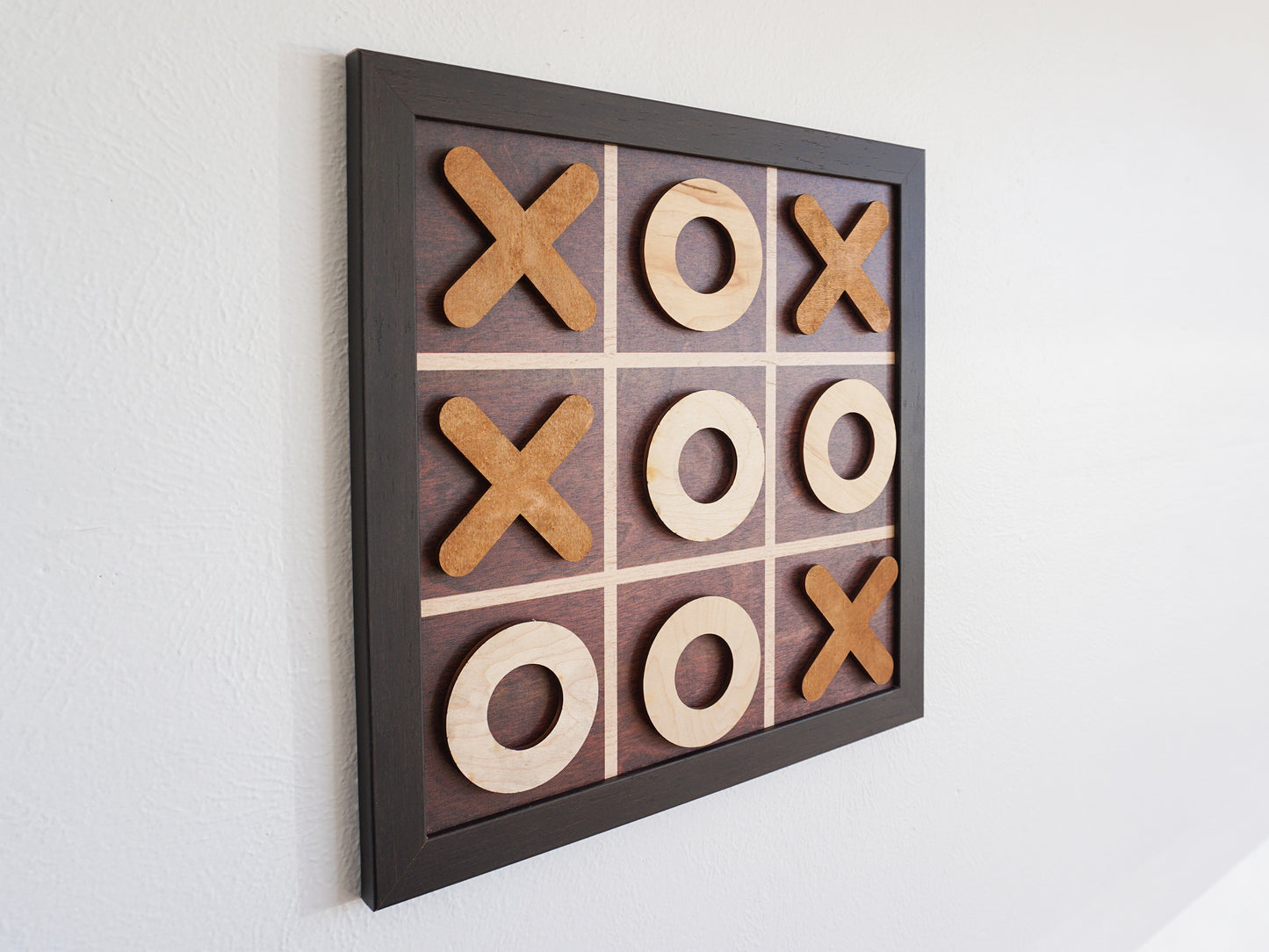 Magnetic Wall Hanging Tic Tac Toe Game - Dark Wood