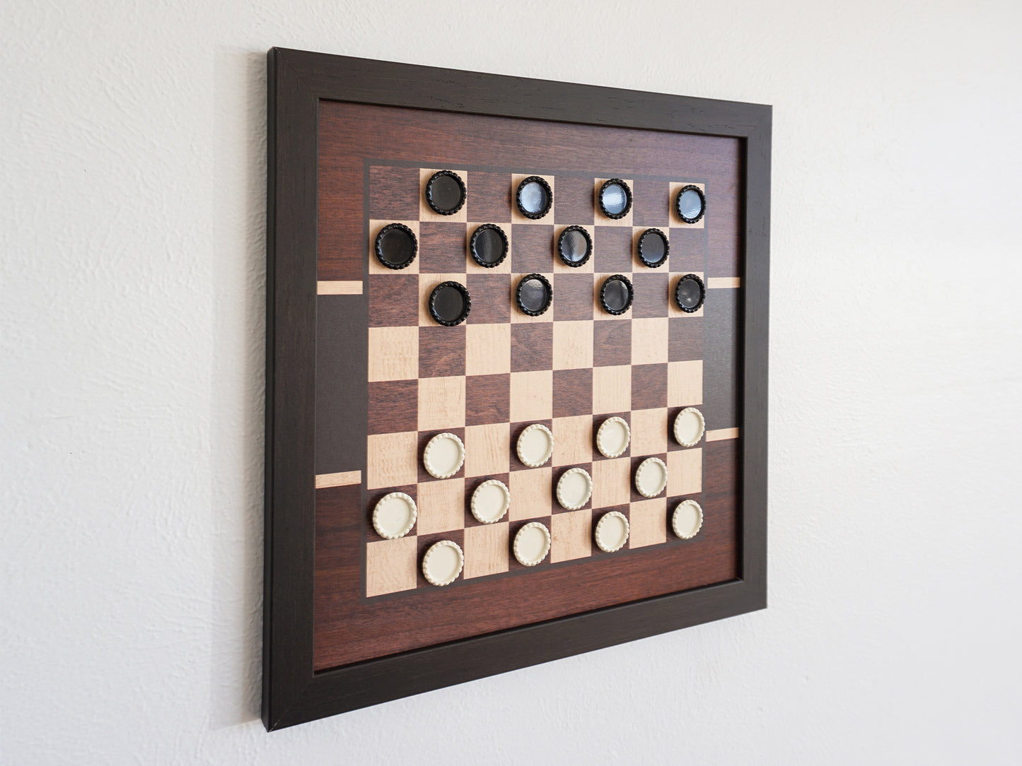 Magnetic Wall Mounted Checkers - Dark Wood