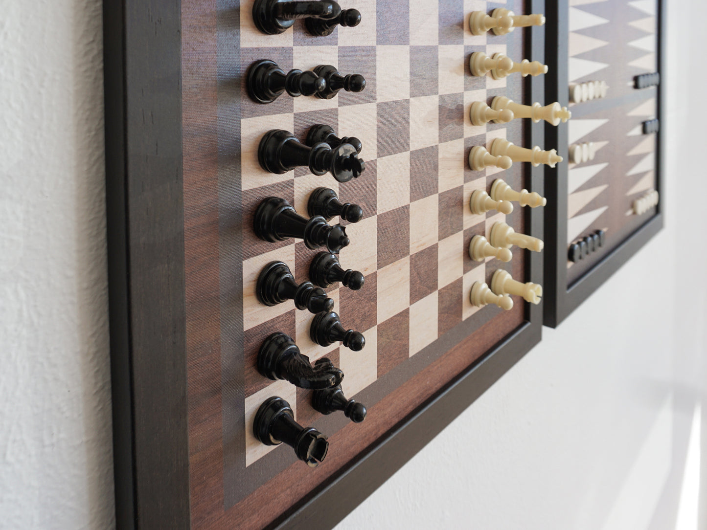 Magnetic Chess Boards - Wall Mounted & Hand Framed - Dark Wood