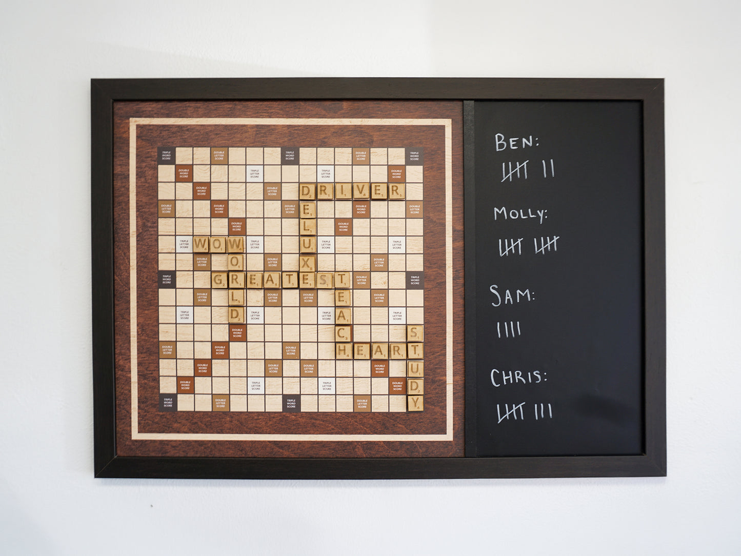 Magnetic Wall Scrabble Game - Dark Wood Design