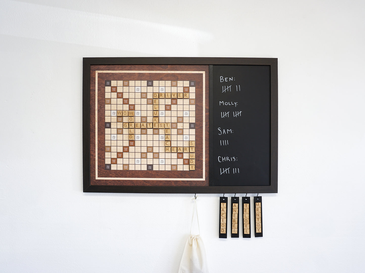 Magnetic Wall Scrabble Game - Dark Wood Design