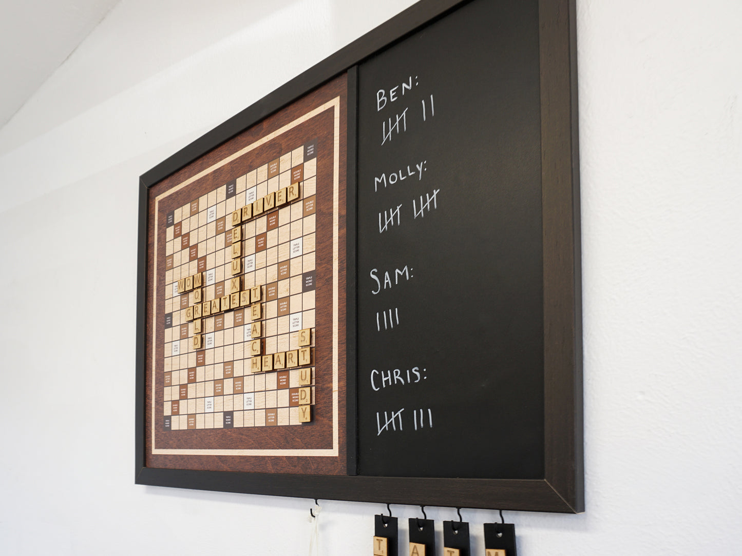 Magnetic Wall Scrabble Game - Dark Wood Design