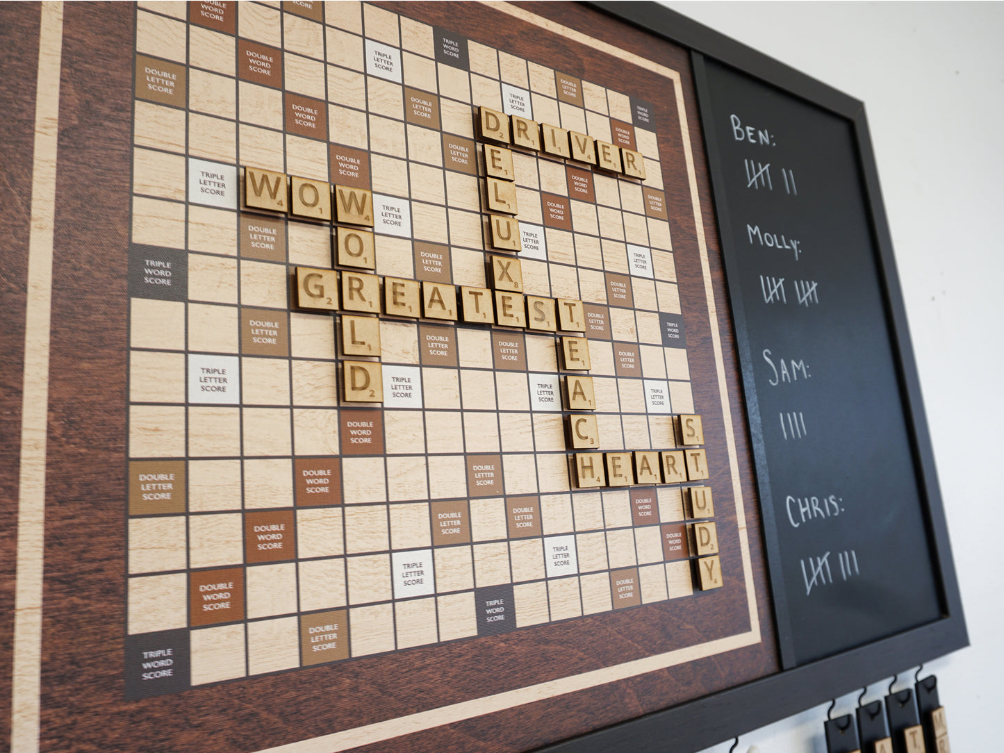 Magnetic Wall Scrabble Game - Dark Wood Design