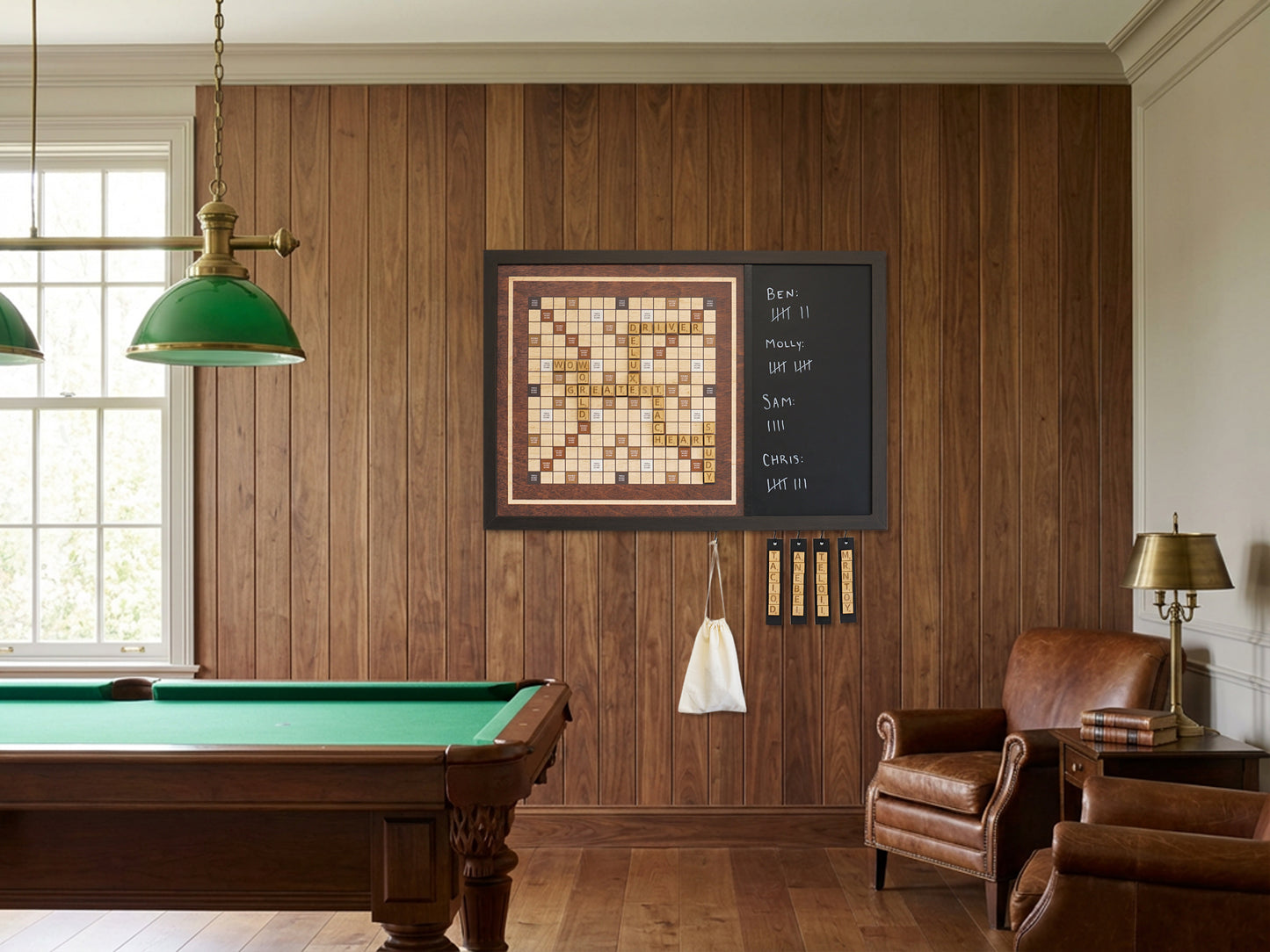 Magnetic Wall Scrabble Game - Dark Wood Design