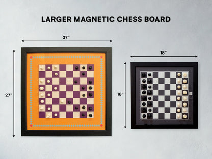 Magnetic Chess Boards - Wall Mounted & Hand Framed - Beach Wood Design