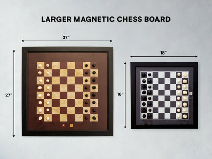 Magnetic Chess Boards - Wall Mounted & Hand Framed - WHITE & White Frame
