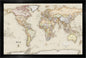 Framed Magnetic Travel Map - World - Light Tan