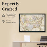 Framed Magnetic Travel Map - Classic Tan
