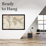 Framed Magnetic Travel Map - Classic Tan
