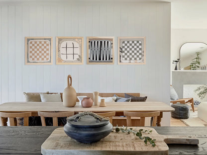 Board Game Wall Decor - 4 pack Magnetic Canvas Games - BOHO/JAPANDI - Chess,  Backgammon, Checkers, Tic Tac Toe