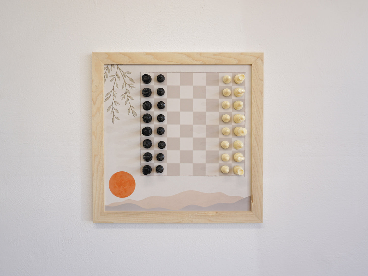 Board Game Wall Decor - 4 pack Magnetic Canvas Games - Nature Light Wood- Chess,  Backgammon, Checkers, Tic Tac Toe (Copy)