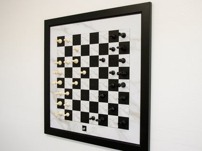 Magnetic Chess Boards - Wall Mounted & Hand Framed - WHITE & BLACK - Black Frame