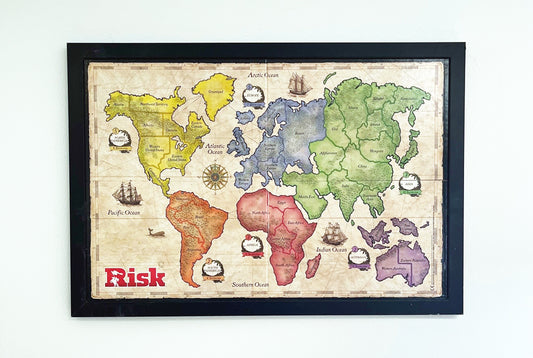 Risk Wall Art - Wall hung, hand framed, playable, game room decor