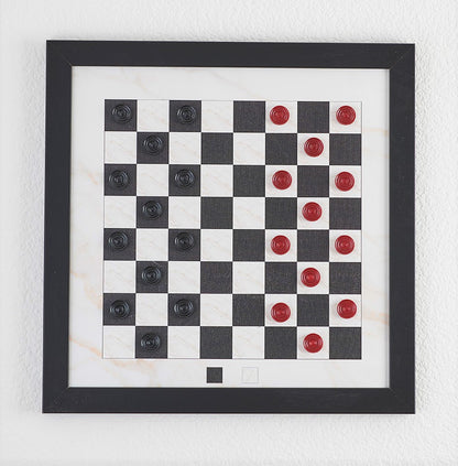 Magnetic Wall Mounted Checkers - BLACK & WHITE Design