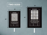 Words on the Wall - Game Room Wall Decor - Playable Family Game - Black & White Design