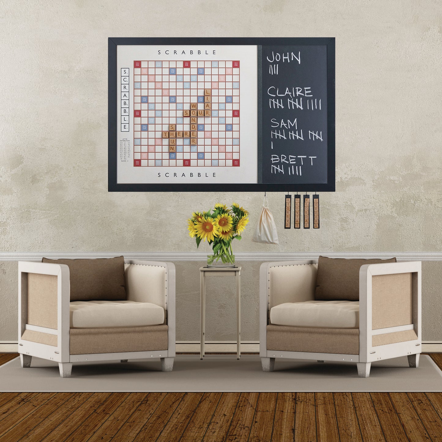 Magnetic Wall Scrabble Game - Classic Tan