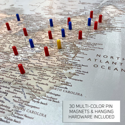 Framed Magnetic Travel Map - World - Light Tan