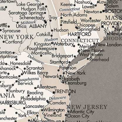 Framed Magnetic Travel Map - World - Taupe Tones