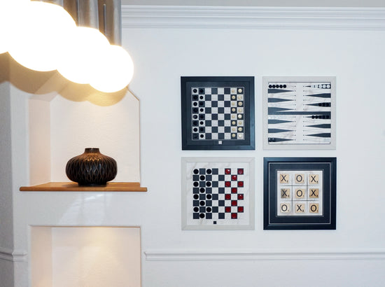 Copy of Set of 4 Magnetic Canvas Games: Black & White Chess | Backgammon | Checkers | Tic Tac Toe