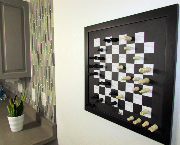 Black Wall Mounted Magnetic Chess Set