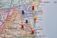 Framed Magnetic Travel Map 33" x 22" - Ocean Blue