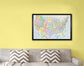 Framed Magnetic Travel Map 33" x 22" - Ocean Blue