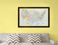 Framed Magnetic Travel Map Large 37" x 25" - Ocean Blue