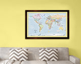 Framed Magnetic Travel Map  - Ocean Blue