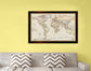 Framed Magnetic Travel Map Large 37" x 25" - Classic Tan