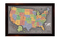 Framed Magnetic Travel Map Large 37" x 25" - Modern Grey