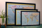 Framed Magnetic Travel Map 33" x 22" - Ocean Blue