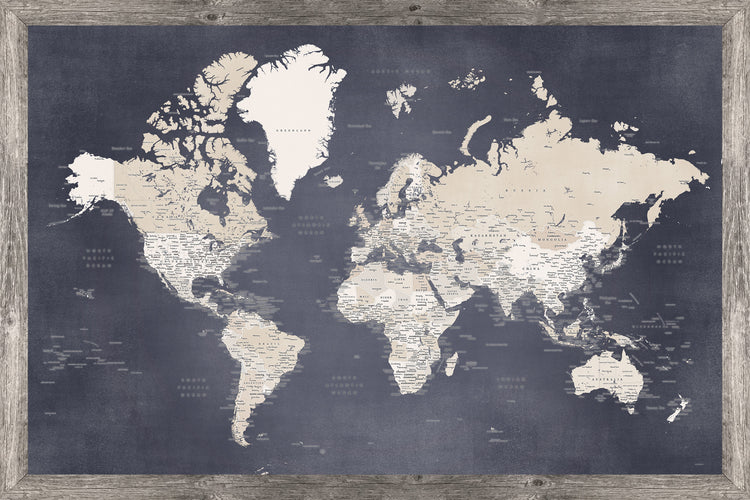 Framed Magnetic Travel Map world
