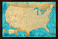 Bold Turquoise USA 33x22 Frame Espresso Framed Magnetic Travel Map 