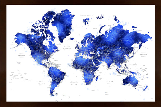 Framed Magnetic Travel Map - Caribbean Blue