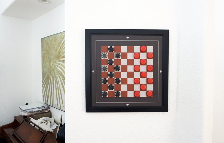 Checkerboard Game Board and Pieces - Modern Style