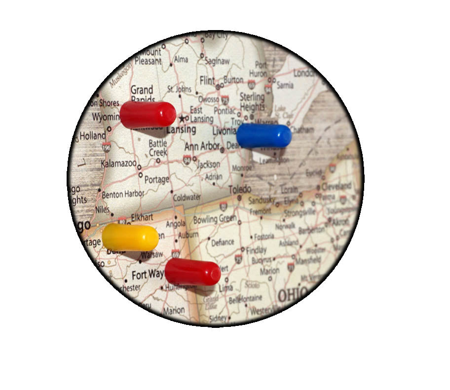 Map Pin Magnets - 20 Yellow