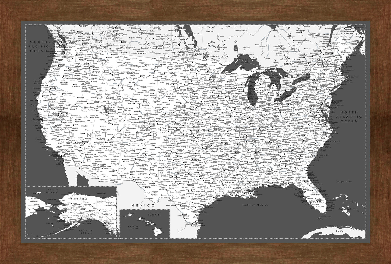 Large Framed Magnetic Travel Map